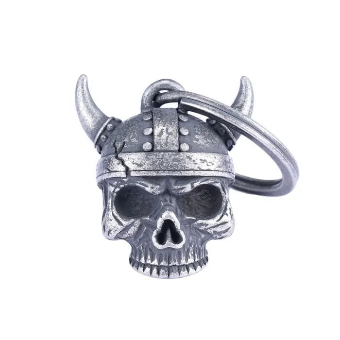 Warrior Bell Pendant – Viking Horned Skull & Armor Design in Stainless Steel, Gothic Biker Necklace for Men, Wholesale