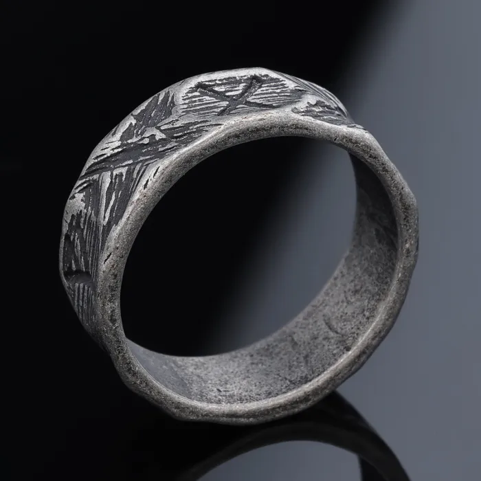 Viking Rune Band Ring – Minimalist Norse Symbol Design in Stainless Steel, Nordic-Inspired Wholesale Jewelry