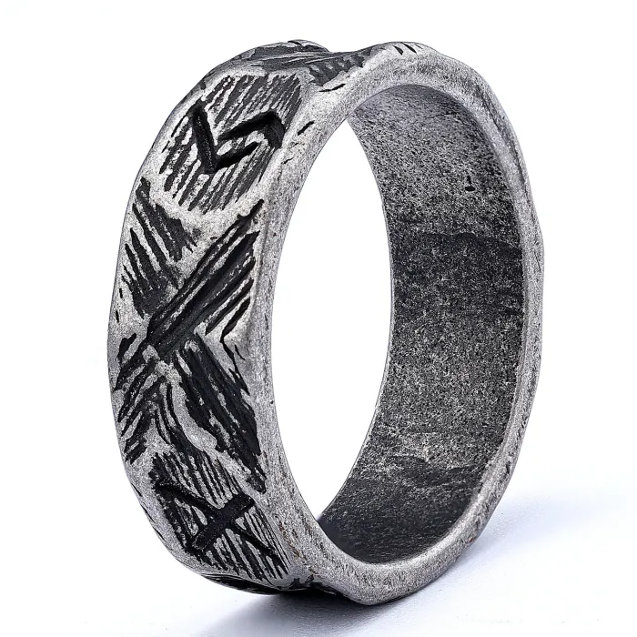 Viking Rune Band Ring – Minimalist Norse Symbol Design in Stainless Steel, Nordic-Inspired Wholesale Jewelry
