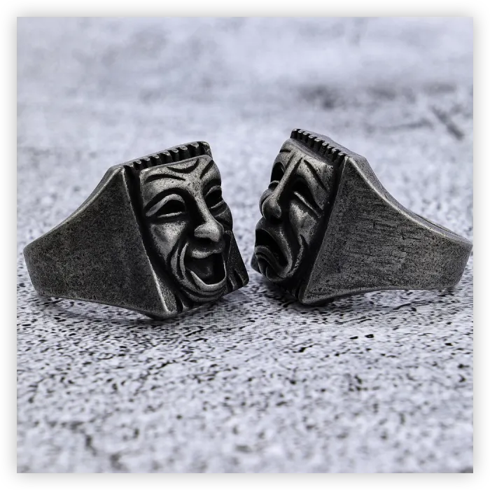 Hip-Hop Skull Face Ring – Titanium Steel Unisex Streetwear Jewelry, Bold Gothic Style for Wholesale