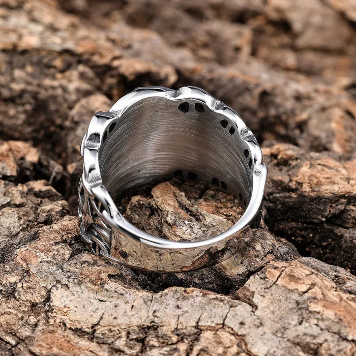 Nautical Compass Anchor Ring – Oxidized Titanium Steel Vintage Maritime Symbol Jewelry for Men, Wholesale