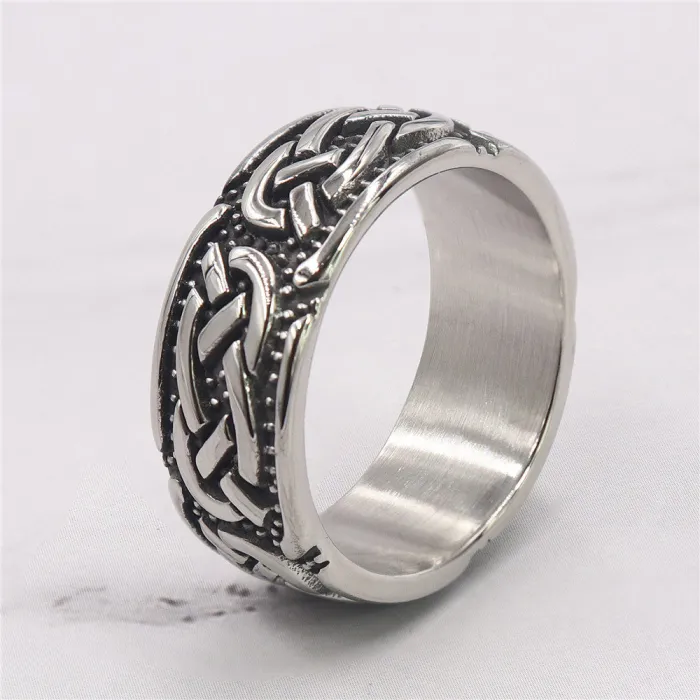 Celtic Knot Ring – Unisex Titanium Steel Vintage Band with Stainless Steel Finish, Symbolic Jewelry Wholesale