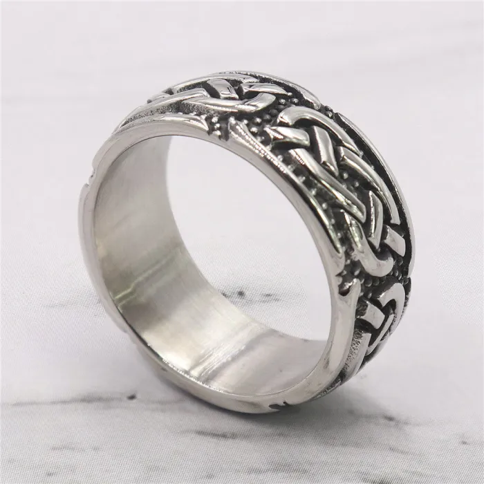 Celtic Knot Ring – Unisex Titanium Steel Vintage Band with Stainless Steel Finish, Symbolic Jewelry Wholesale