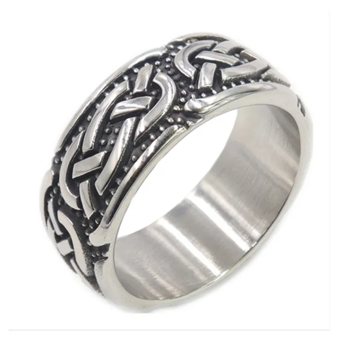 Celtic Knot Ring – Unisex Titanium Steel Vintage Band with Stainless Steel Finish, Symbolic Jewelry Wholesale