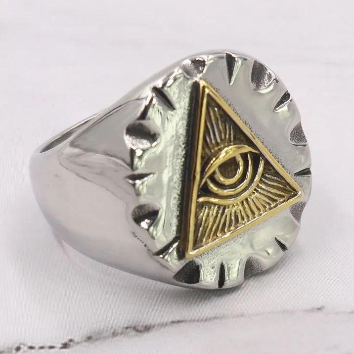 Men’s Eye of Providence Ring – Solid Titanium Steel Vintage All-Seeing Eye Jewelry, Stainless Steel Wholesale