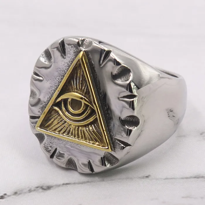 Men’s Eye of Providence Ring – Solid Titanium Steel Vintage All-Seeing Eye Jewelry, Stainless Steel Wholesale