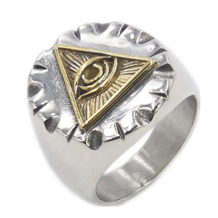 Men’s Eye of Providence Ring – Solid Titanium Steel Vintage All-Seeing Eye Jewelry, Stainless Steel Wholesale