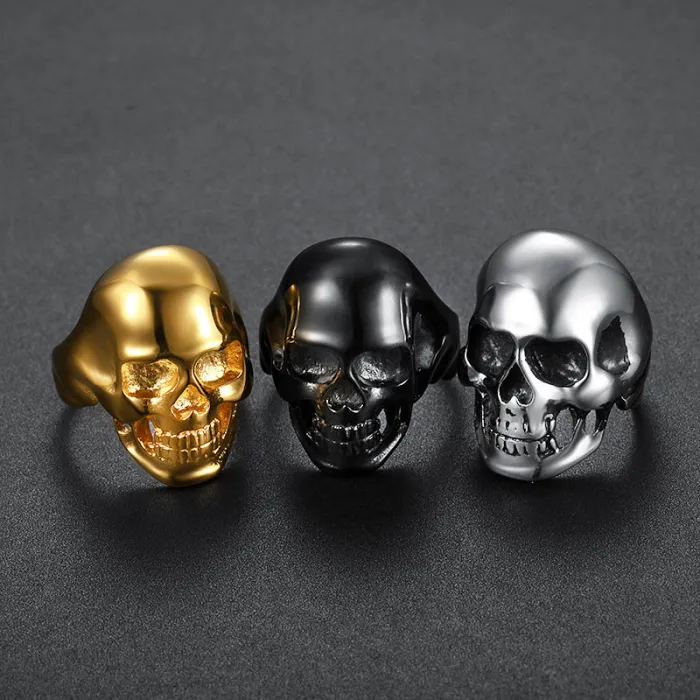 Multicolor Skull Ring – Unisex Titanium Steel Gothic Style, Bold Stainless Steel Statement Jewelry for Wholesale