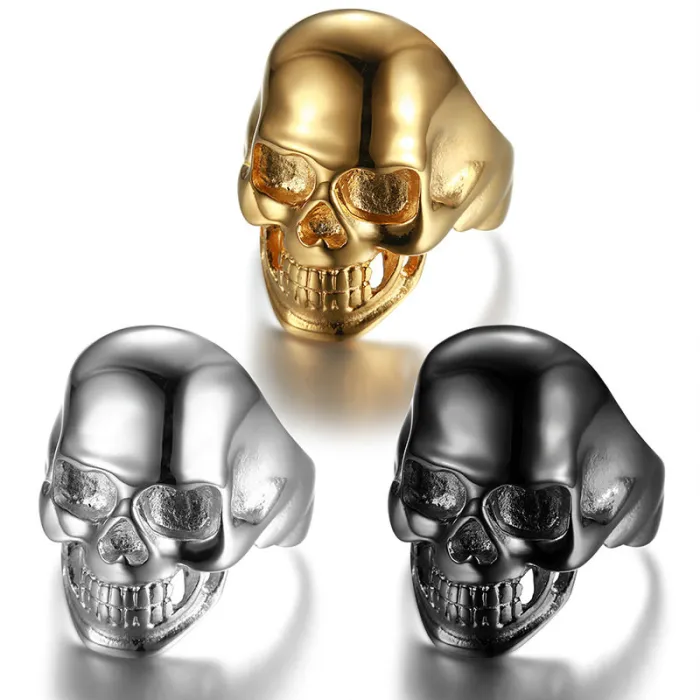 Multicolor Skull Ring – Unisex Titanium Steel Gothic Style, Bold Stainless Steel Statement Jewelry for Wholesale