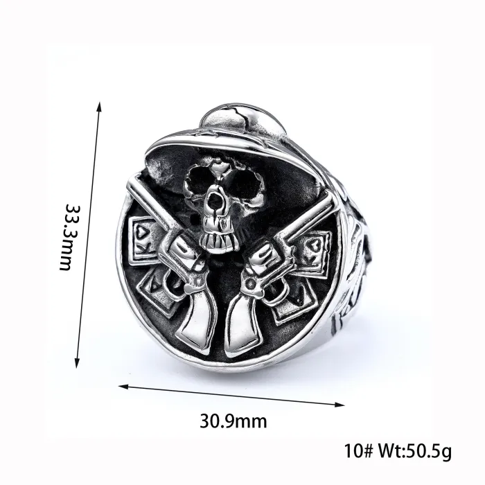 Masonic Skull Ring for Men – Round Stainless Steel Gothic Symbol Ring, Vintage Freemason Jewelry Wholesale