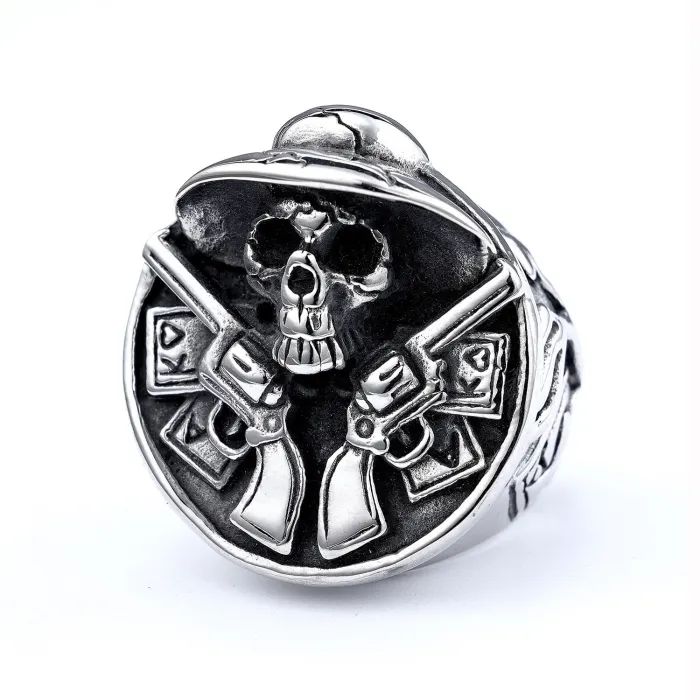 Masonic Skull Ring for Men – Round Stainless Steel Gothic Symbol Ring, Vintage Freemason Jewelry Wholesale