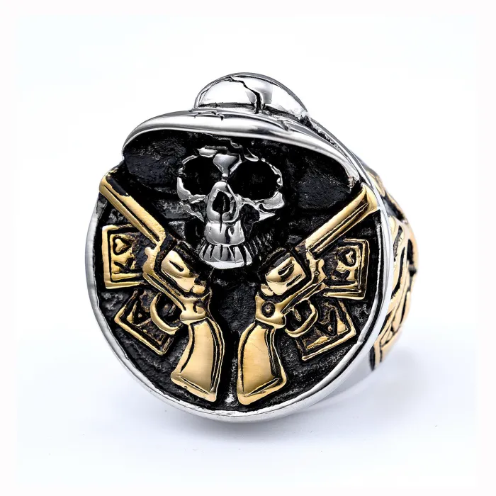 Masonic Skull Ring for Men – Round Stainless Steel Gothic Symbol Ring, Vintage Freemason Jewelry Wholesale
