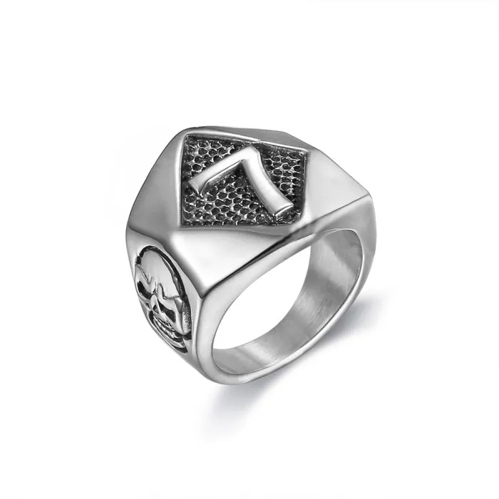 Number 7 Skull Ring – Punk Style Titanium Steel Gothic Jewelry for Men, Lucky Symbol Ring Wholesale