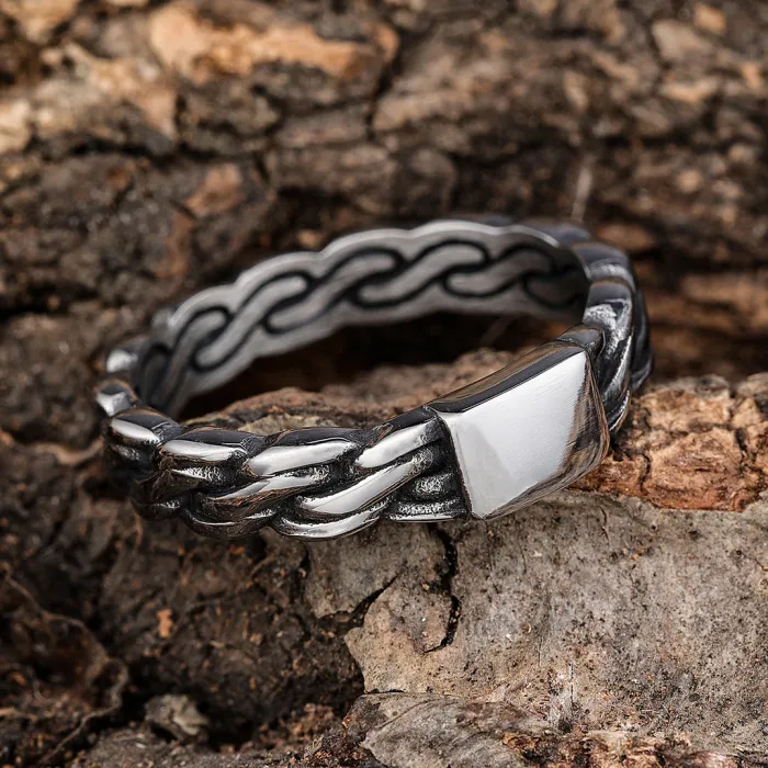 Unisex Flame Ring – Silver-Tone Stainless Steel Punk Style Band, Minimalist Fire Totem Jewelry Wholesale