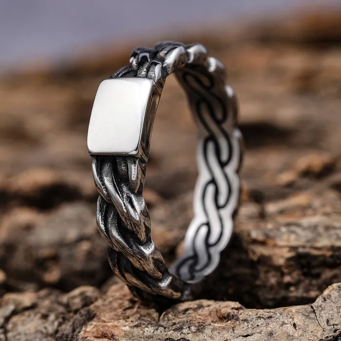 Unisex Flame Ring – Silver-Tone Stainless Steel Punk Style Band, Minimalist Fire Totem Jewelry Wholesale