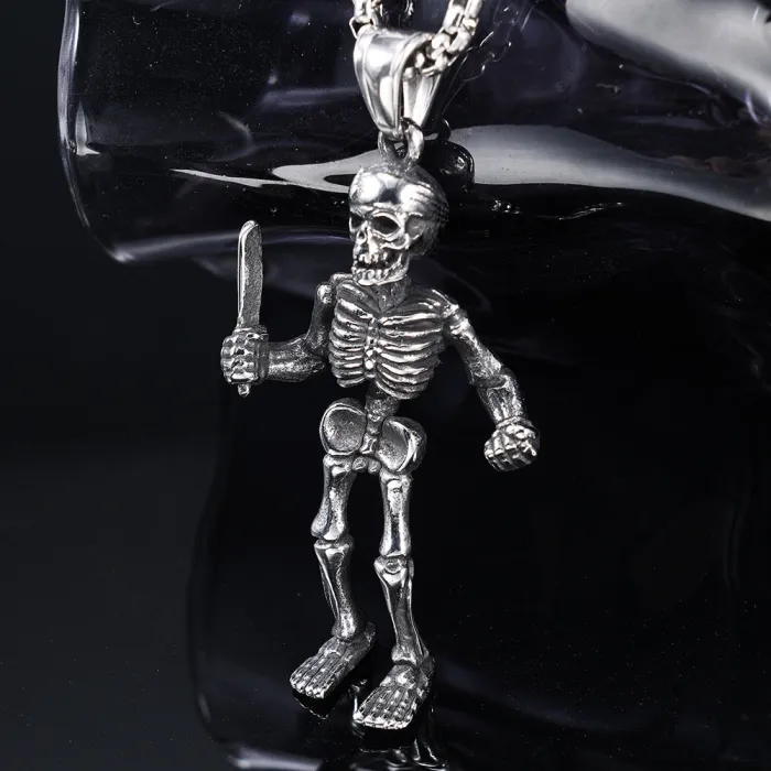 Grim Reaper Skull Pendant – Fade-Resistant Stainless Steel Unisex Gothic Necklace Charm, Wholesale