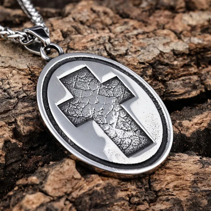 Praying Hands Cross Pendant – Vintage Stainless Steel Faith Jewelry for Men & Women, Religious Symbol Wholesale