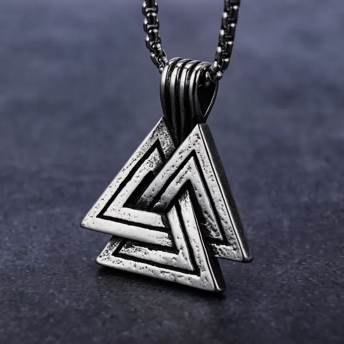 Valknut Rune Pendant – Viking Triangle Symbol in Stainless Steel, Norse Mythology Jewelry Wholesale (In Stock)