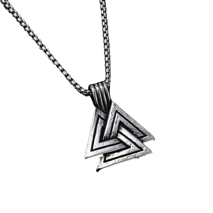 Valknut Rune Pendant – Viking Triangle Symbol in Stainless Steel, Norse Mythology Jewelry Wholesale (In Stock)