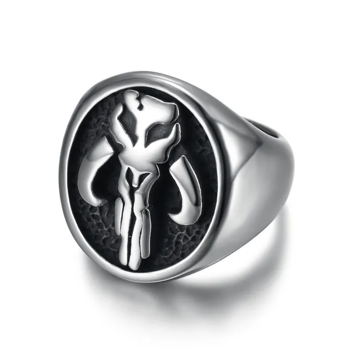 Punisher Skull Ring – Vintage-Style Titanium Steel Men’s Gothic Jewelry, Bold Stainless Steel Statement Ring Wholesale
