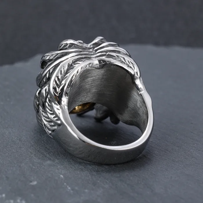 Winged Skull Statement Ring – Gothic Punk Style Exaggerated Metal Fashion Ring for Index Finger, Wholesale