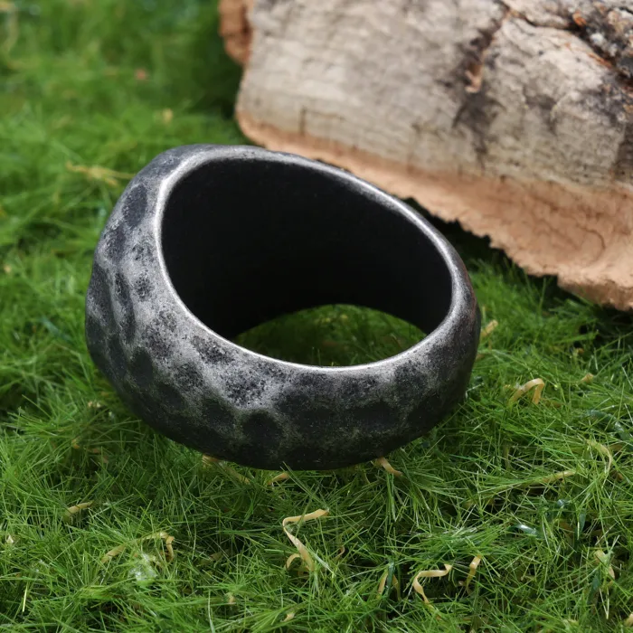 Engraved Compass Rune Ring – Viking Style Textured Stainless Steel Band, Norse Symbol Jewelry for Men, Wholesale
