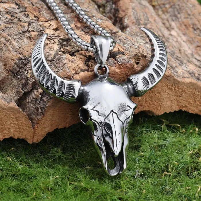 Ram Head Pendant Necklace – Vintage Stainless Steel Animal Totem Jewelry for Men, Bold Fashion Wholesale