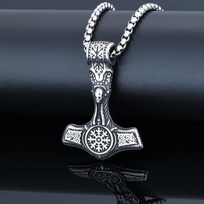 Viking Thor’s Hammer Pendant – Odin’s Mjölnir Necklace in Titanium Steel, Norse Mythology Hip-Hop Jewelry for Men, Wholesale