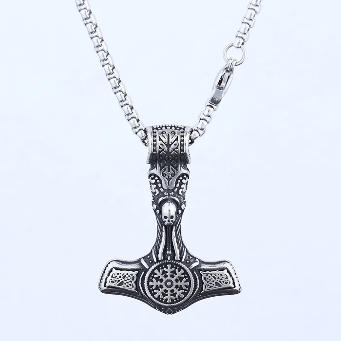 Viking Thor’s Hammer Pendant – Odin’s Mjölnir Necklace in Titanium Steel, Norse Mythology Hip-Hop Jewelry for Men, Wholesale