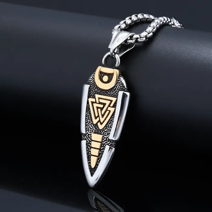 Viking Warrior Symbol Pendant – Stainless Steel Norse Totem Necklace, Street Style Nordic Jewelry Wholesale