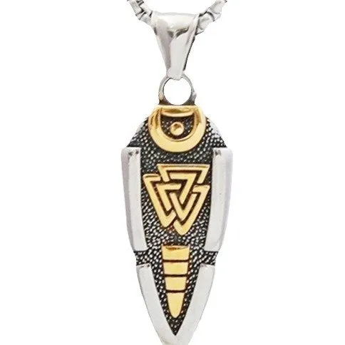 Viking Warrior Symbol Pendant – Stainless Steel Norse Totem Necklace, Street Style Nordic Jewelry Wholesale