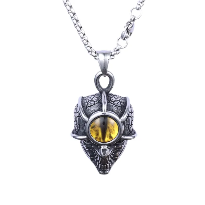 Evil Eye Pendant Necklace – Titanium Steel Gothic Eye Charm for Men, Bold Street Style Jewelry Wholesale