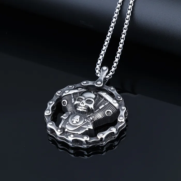 Dual Skull Ring – Punk Style Stainless Steel Men’s Jewelry with Small & Large Skull Design, In Stock for Wholesale