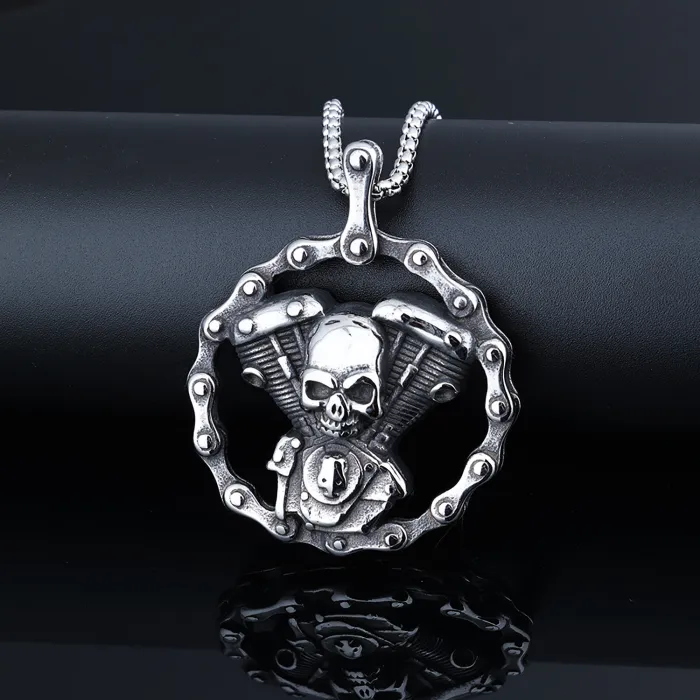 Dual Skull Ring – Punk Style Stainless Steel Men’s Jewelry with Small & Large Skull Design, In Stock for Wholesale