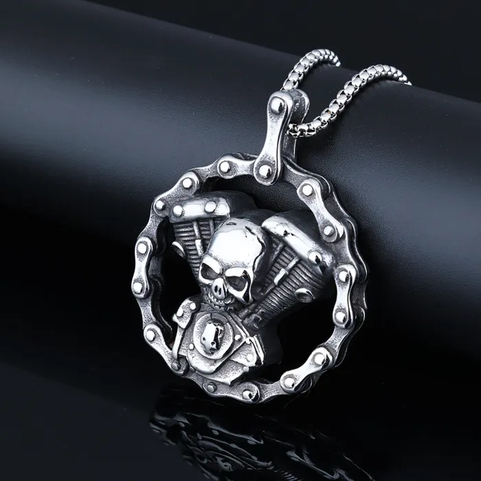 Dual Skull Ring – Punk Style Stainless Steel Men’s Jewelry with Small & Large Skull Design, In Stock for Wholesale