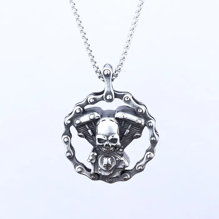 Dual Skull Ring – Punk Style Stainless Steel Men’s Jewelry with Small & Large Skull Design, In Stock for Wholesale