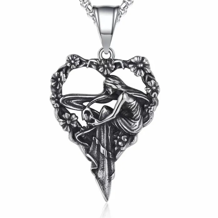 Faith Angel Pendant – Vintage Stainless Steel Religious Necklace for Men & Women, Street Style Jewelry Wholesale (In Stock)