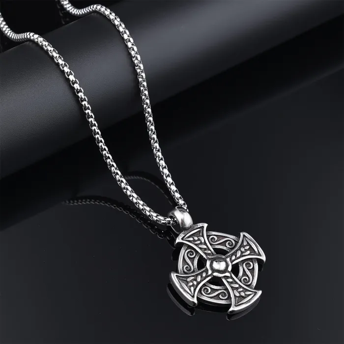 Celtic Knot Pendant – Vintage Stainless Steel High-Polish Norse-Style Necklace, Symbolic Jewelry Wholesale