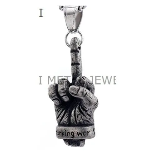 Middle Finger Pendant – Bold Stainless Steel Hand Gesture Necklace, Street Style Fashion Jewelry Wholesale (In Stock)