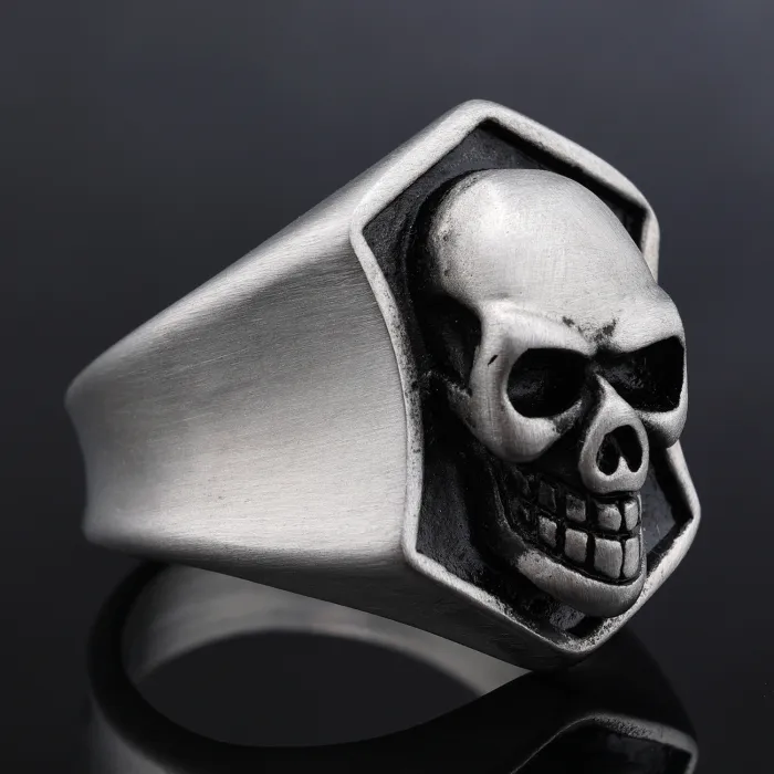 Skull Head Ring – Punk Gothic Style Stainless Steel Men’s Statement Jewelry, Vintage Ghost Skull Design Wholesale