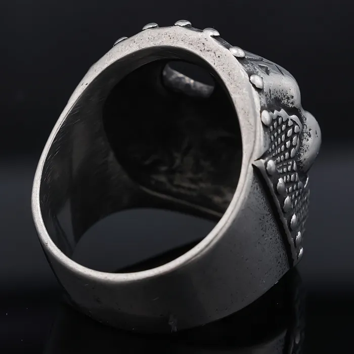 Band Badge Skull Ring – Punk Style Vintage Stainless Steel Men’s Statement Ring, Gothic Rock Jewelry Wholesale