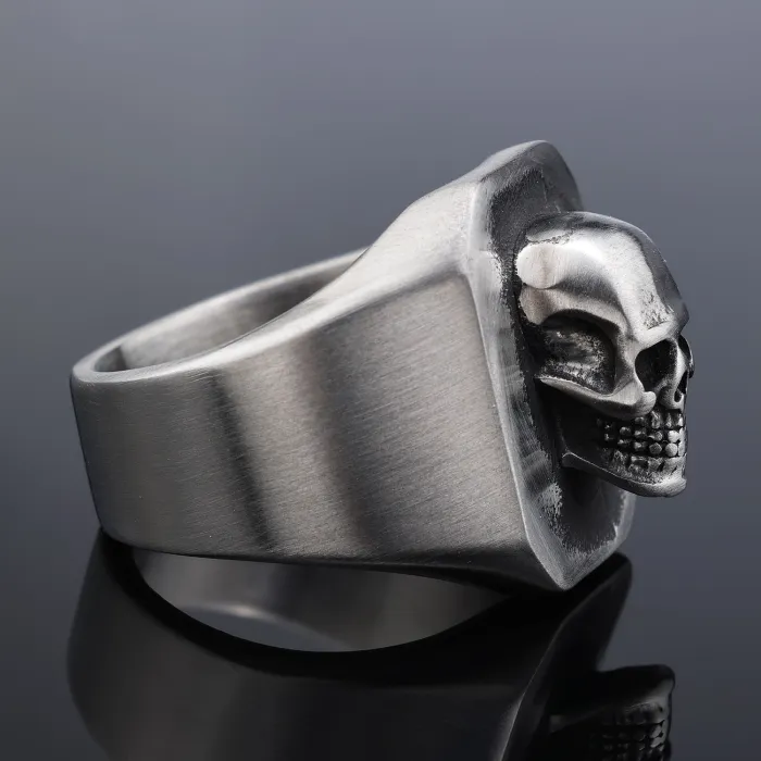 Unisex Skull Ring – Punk Style Stainless Steel Open Band (Rasha Style) Gothic Finger Ring, In Stock Wholesale