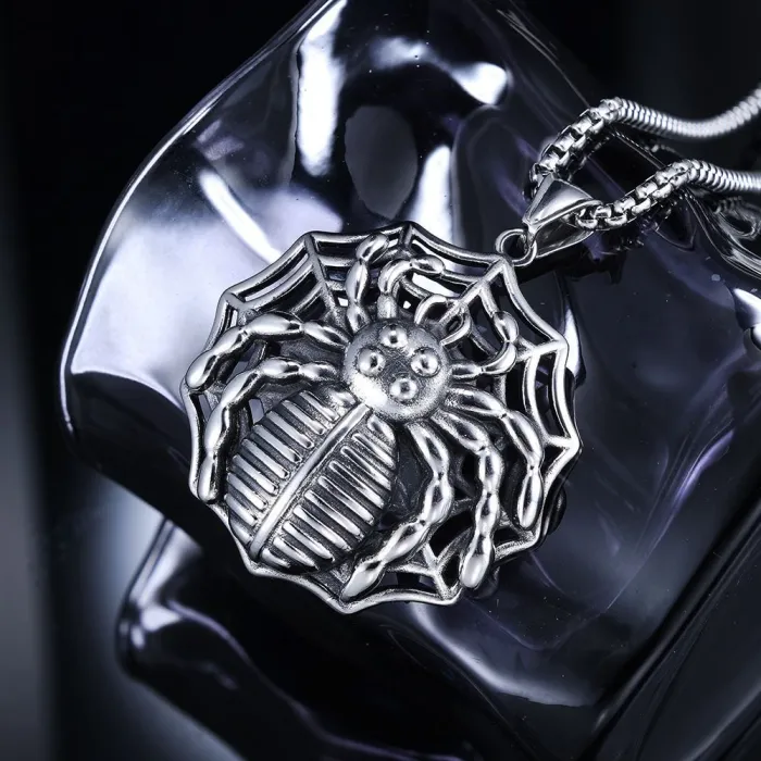 Spider Pendant – Bold Stainless Steel Gothic Style DIY Necklace Charm, Fashion Streetwear Jewelry Wholesale