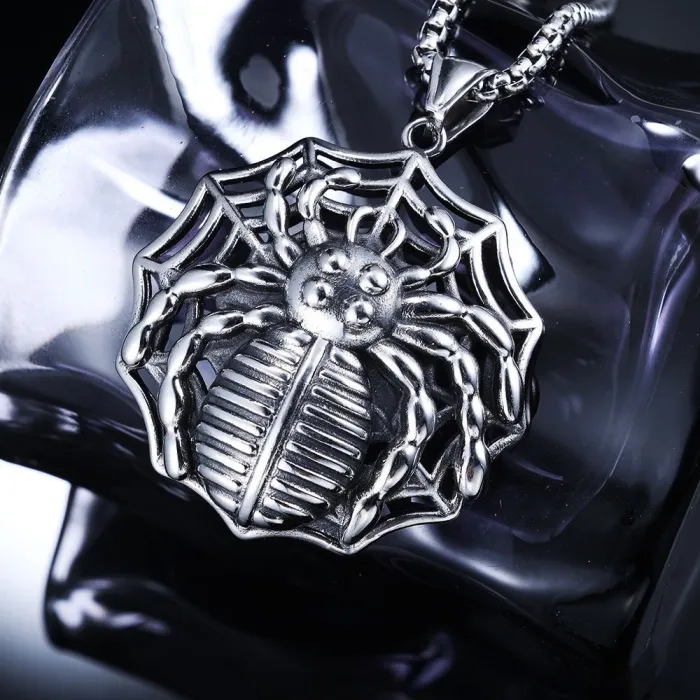 Spider Pendant – Bold Stainless Steel Gothic Style DIY Necklace Charm, Fashion Streetwear Jewelry Wholesale