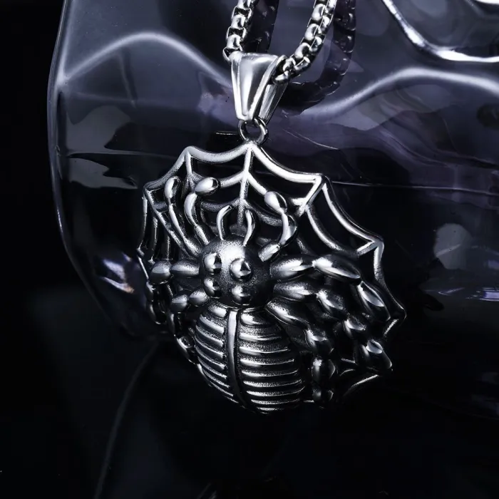 Spider Pendant – Bold Stainless Steel Gothic Style DIY Necklace Charm, Fashion Streetwear Jewelry Wholesale