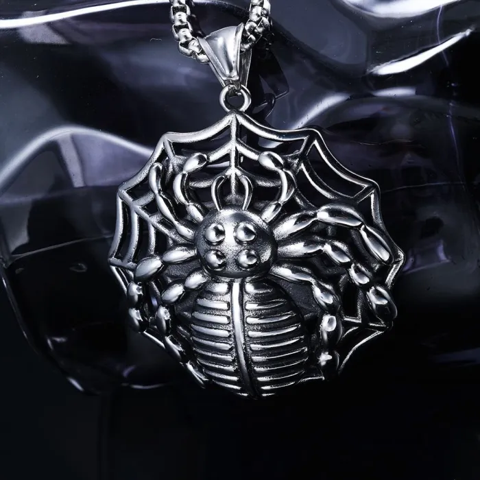 Spider Pendant – Bold Stainless Steel Gothic Style DIY Necklace Charm, Fashion Streetwear Jewelry Wholesale