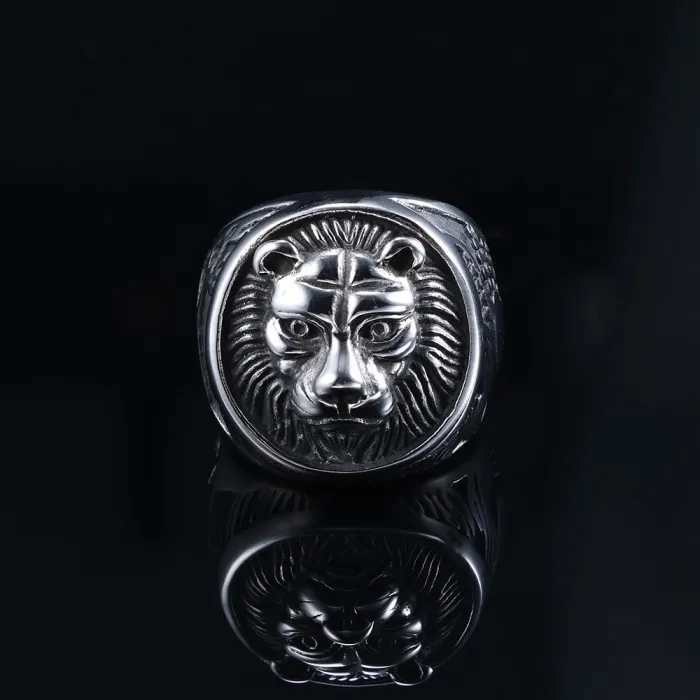 Lion Head Ring – Bold Stainless Steel Streetwear Jewelry for Men, Fashion Statement Animal Totem Ring Wholesale