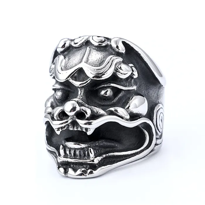 Qilin Motorcycle Ring – Bold Chinese Mythical Beast Stainless Steel Biker Style Jewelry, Factory Wholesale & Dropshipping