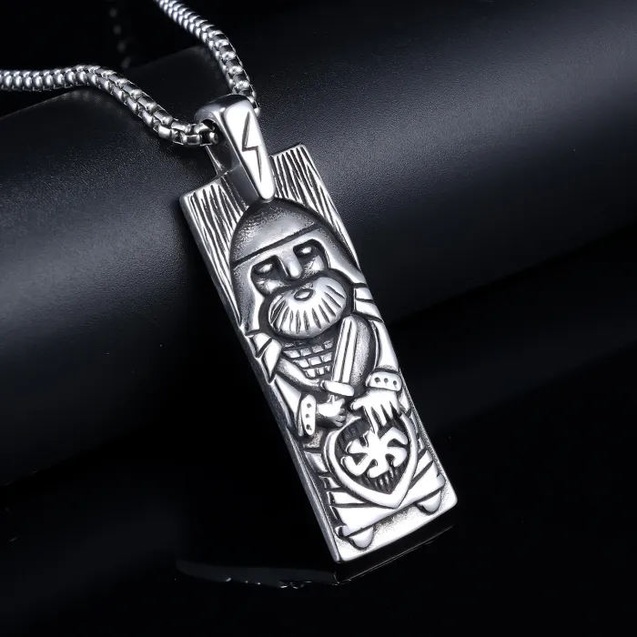 Steel Warrior Pendant – Stainless Steel Fade-Resistant Heroic Armor Necklace, Sci-Fi Style Jewelry Wholesale (In Stock)
