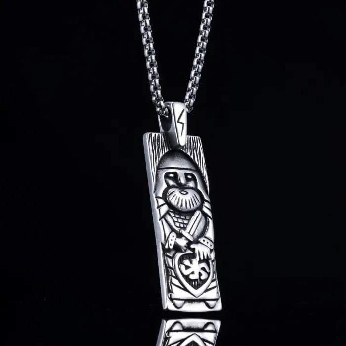 Steel Warrior Pendant – Stainless Steel Fade-Resistant Heroic Armor Necklace, Sci-Fi Style Jewelry Wholesale (In Stock)